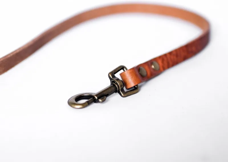 No Fuss Hondenriem Leer- - Breed - 105cm - Oud Messing de Cooper & Quint en Camel – photo produit