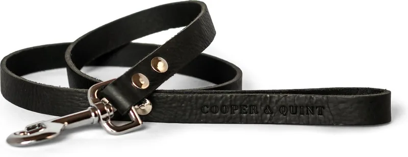 No Fuss Hondenriem Leer - Breed - 105m - Zilver de Cooper & Quint en Noir – photo produit