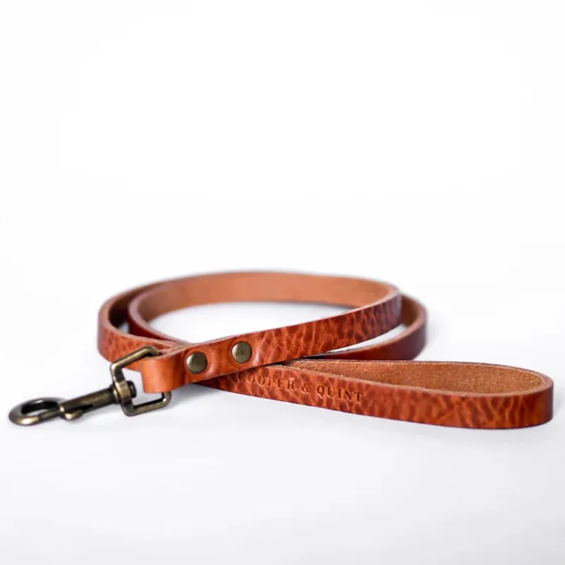 No Fuss Hondenriem Leer- - Breed - 140cm - Oud Messing de Cooper & Quint en Camel – photo produit