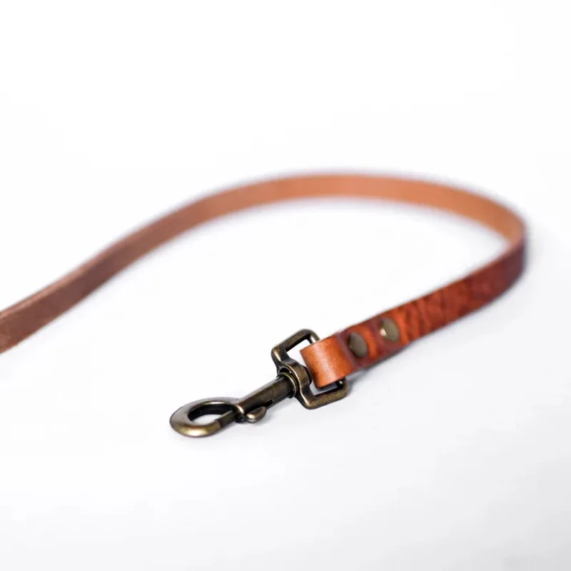 No Fuss Hondenriem Leer- - Smal - 140cm - Oud Messing de Cooper & Quint en Camel – photo produit