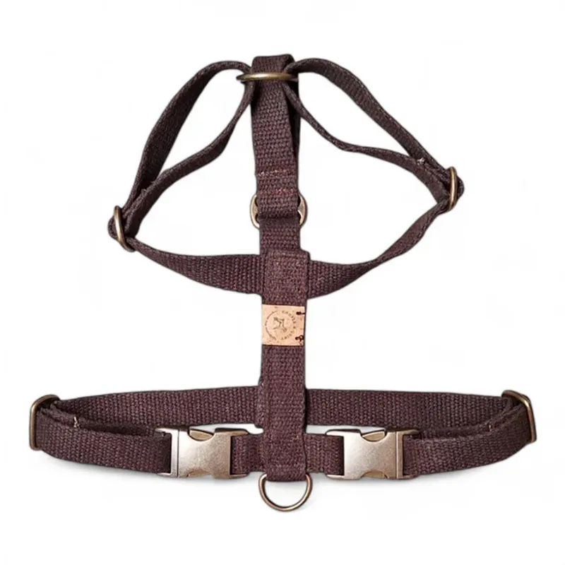 Simply Hemp Hondentuig - Extra Small - -Oud Messing von Cooper & Quint in Kastanjebruin – Produktfoto