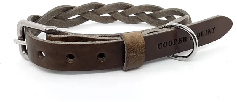 Twisted - Halsband hond gevlochten leer - Zilver - Large de Cooper & Quint en Stone – photo produit