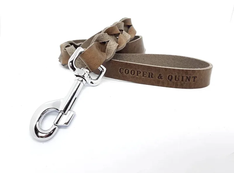 Twisted - Hondenriem gevlochten leer - 105cm - Zilver de Cooper & Quint en Stone – photo produit