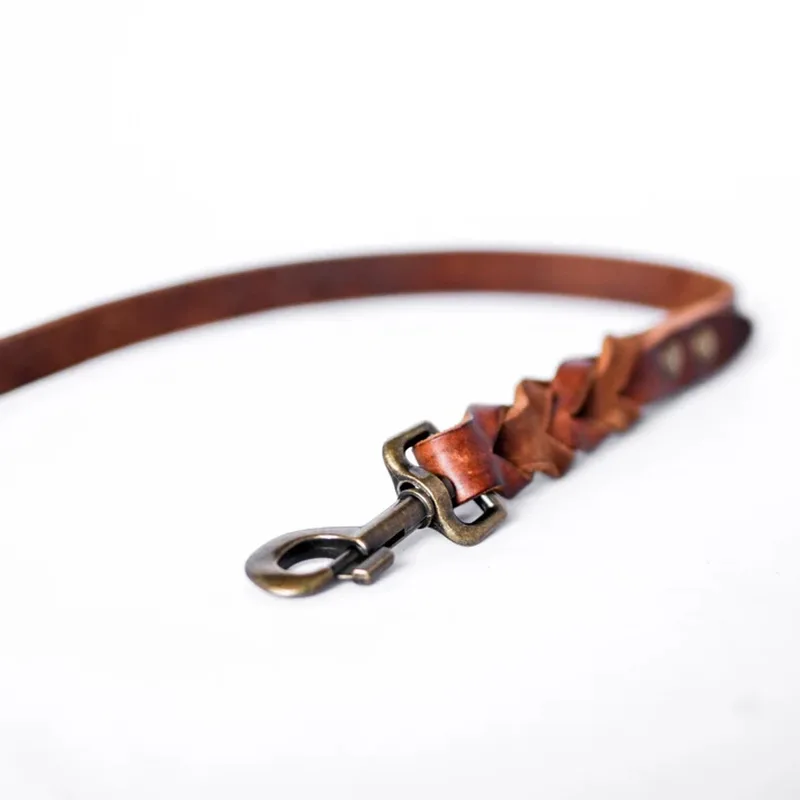 Twisted - Hondenriem gevlochten leer - Bruin - 140cm - Oud Messing von Cooper & Quint in Braun – Produktfoto