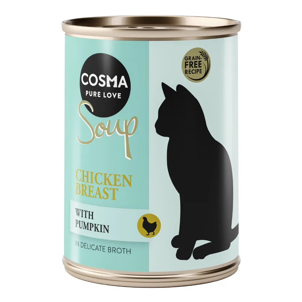12x100g Soup Kippenborst met Pompoen Cosma Kattenvoer by Cosma – product photo