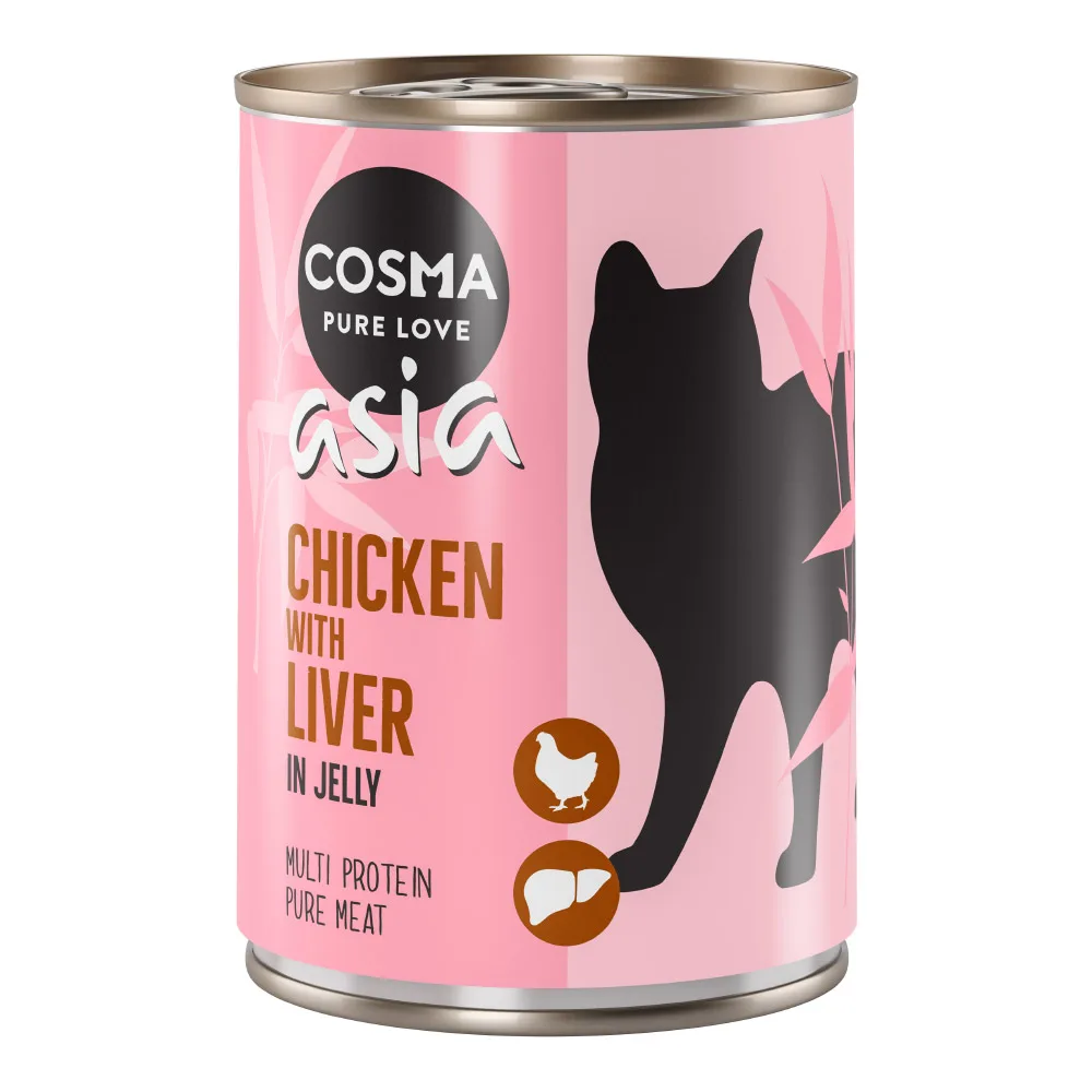 12x400g Kip & Kippenlever in Gelei Cosma Asia Kattenvoer nat van Cosma – productfoto