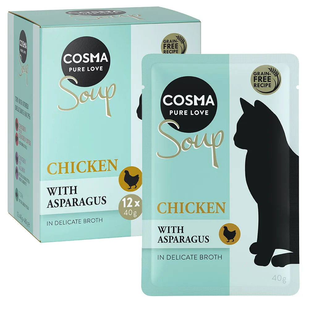 12x40g Soup Kippenborst met Asperge Cosma Kattenvoer by Cosma – product photo