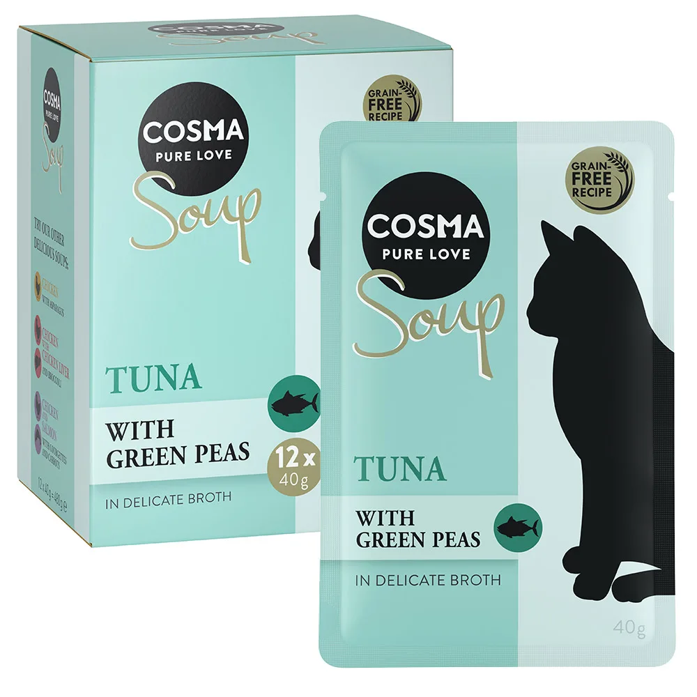 12x40g Soup Tonijn met Groene Erwten Cosma Kattenvoer van Cosma – productfoto