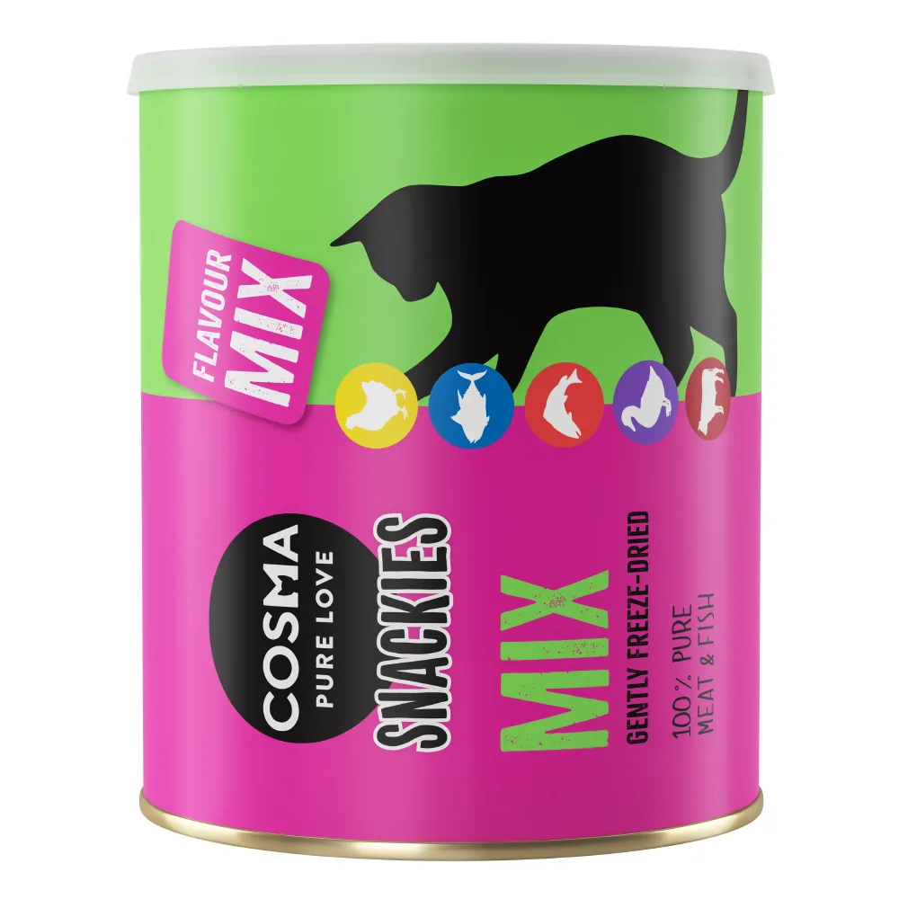 150g Snackies Maxi Tube Gevriesdroogde Mix met 5 soorten Cosma Kattensnacks van Cosma – productfoto