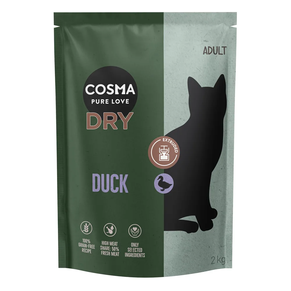 2x2kg Cosma Extruded Droogvoer Eend Katten Droogvoer van Cosma – productfoto
