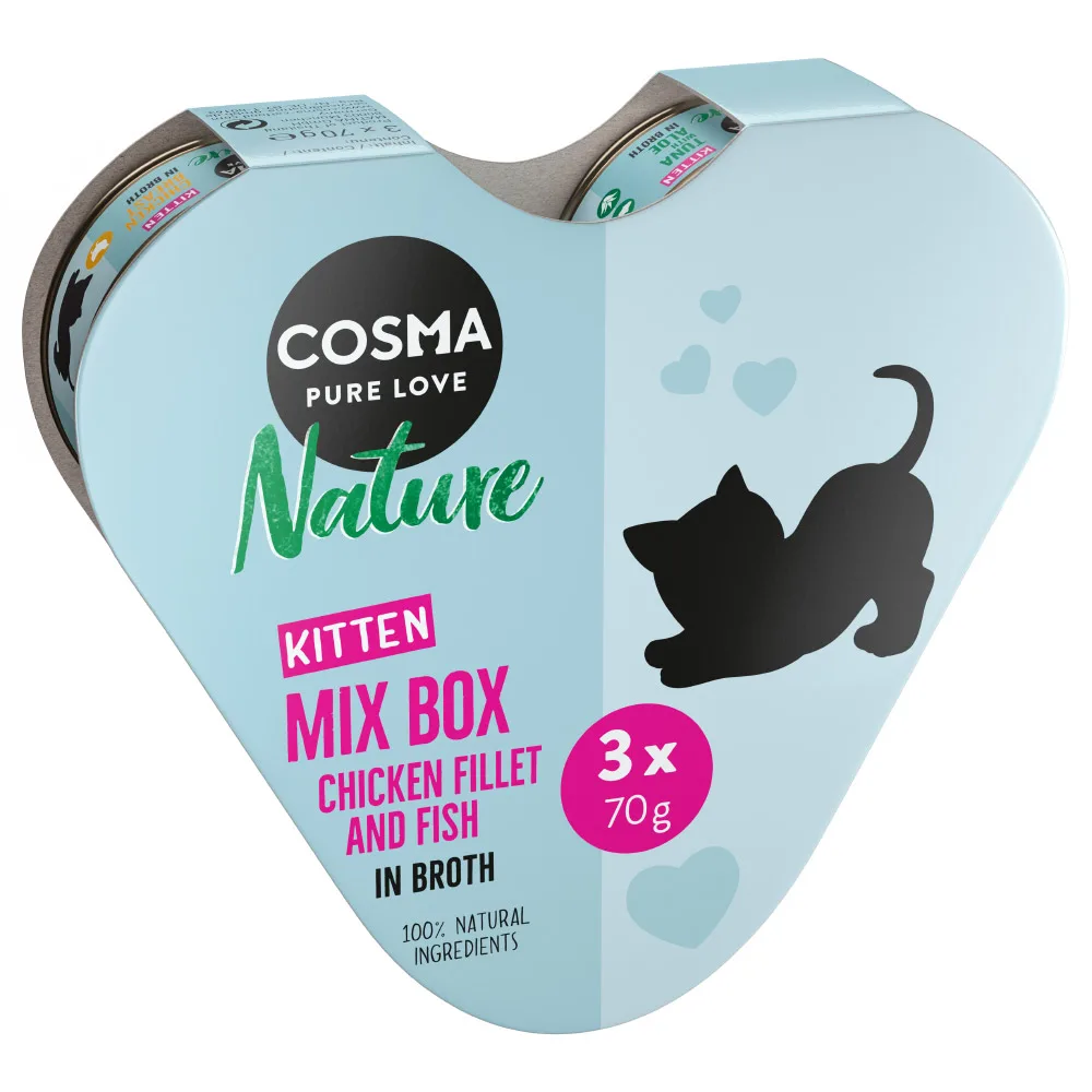 3x70g Nature Kitten Hart-Box Met 3 Verschillende Soorten Cosma Kattenvoer van Cosma – productfoto