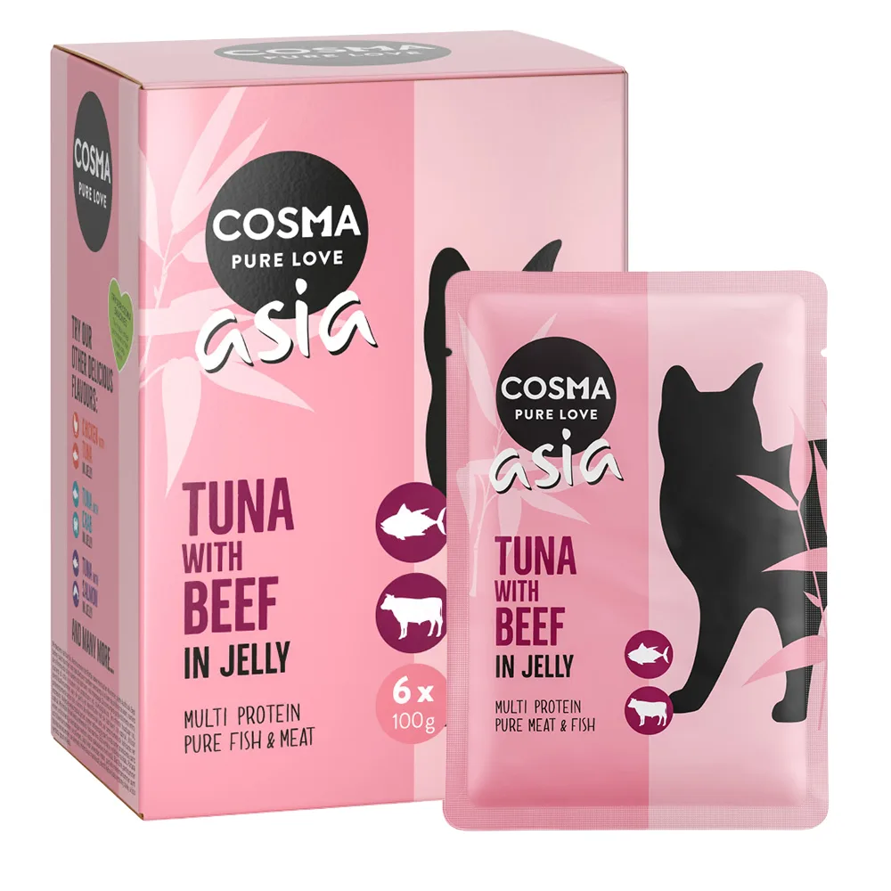 6x100g Thai / Asia Maaltijdzakjes Tonijn met Rund Cosma Kattenvoer by Cosma – product photo