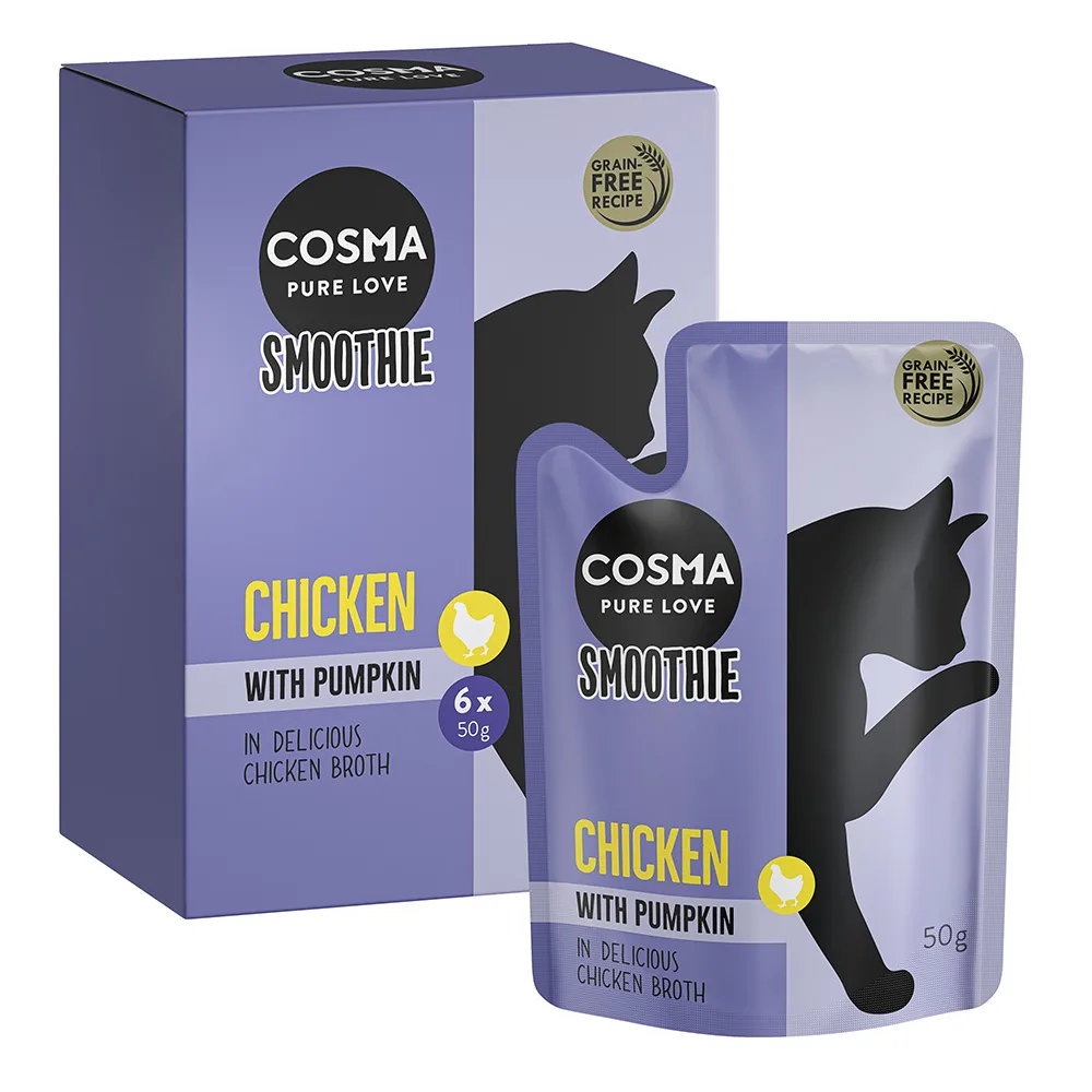 6x50g Cosma Smoothies Kattensnacks Kip met Pompoen by Cosma – product photo