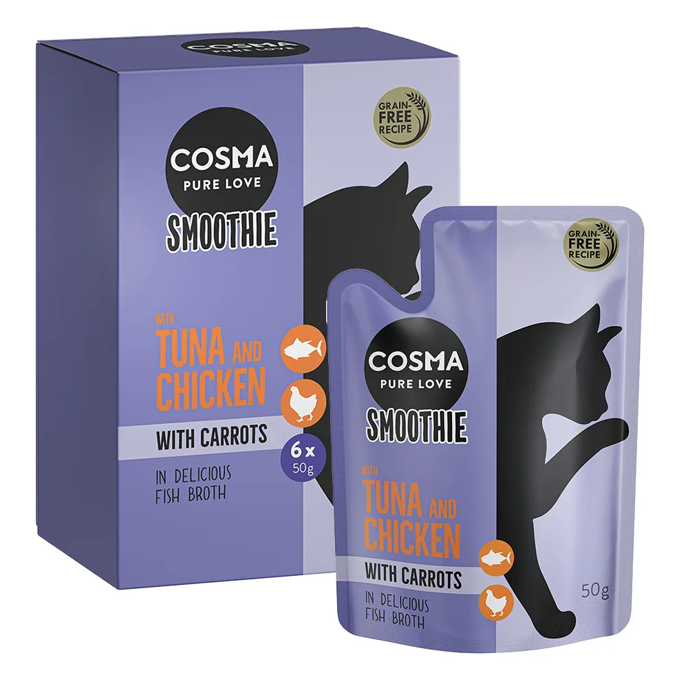 6x50g Cosma Smoothies Kattensnacks Tonijn en Kip met Wortel by Cosma – product photo