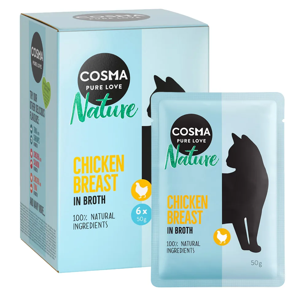 6x50g Nature Maaltijdzakjes Kippenborst Cosma Kattenvoer van Cosma – productfoto