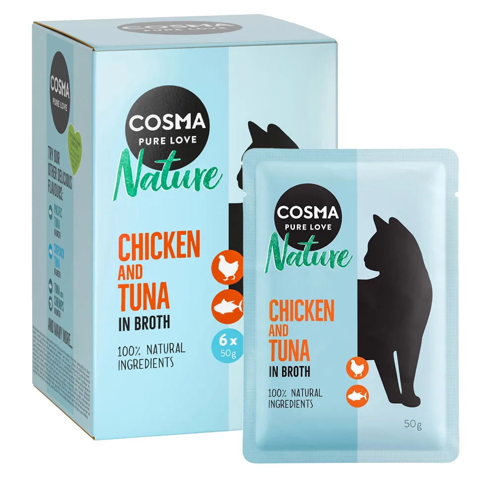 6x50g Nature Maaltijdzakjes Kippenborst & Tonijn Cosma Kattenvoer van Cosma – productfoto