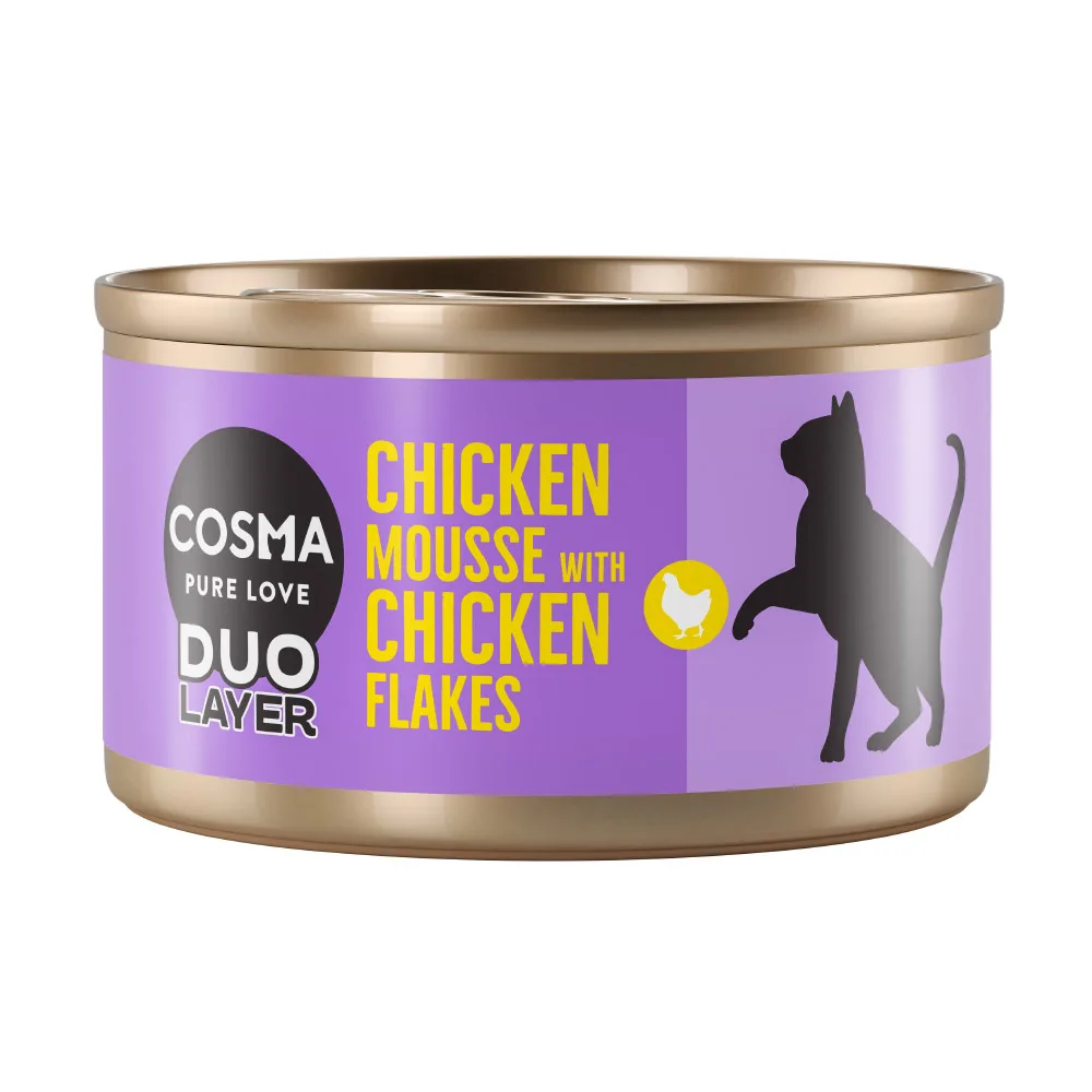 6x70g Kippenmousse met stukjes Kip DUO Layer Cosma Kattenvoer by Cosma – product photo