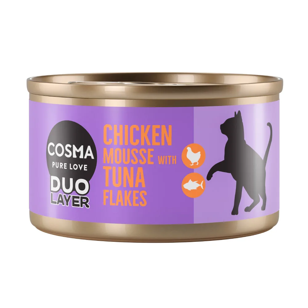 6x70g Kippenmousse met stukjes Tonijn DUO Layer Cosma Kattenvoer by Cosma – product photo