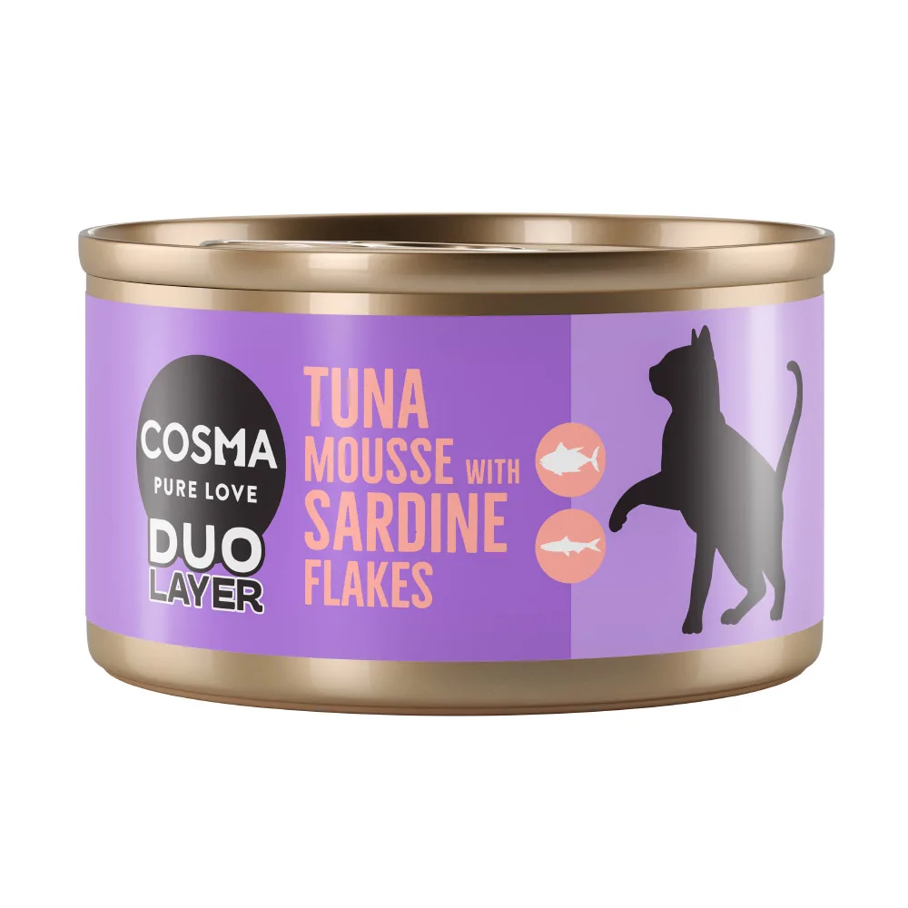 6x70g Tonijnmousse met stukjes Sardine DUO Layer Cosma Kattenvoer by Cosma – product photo