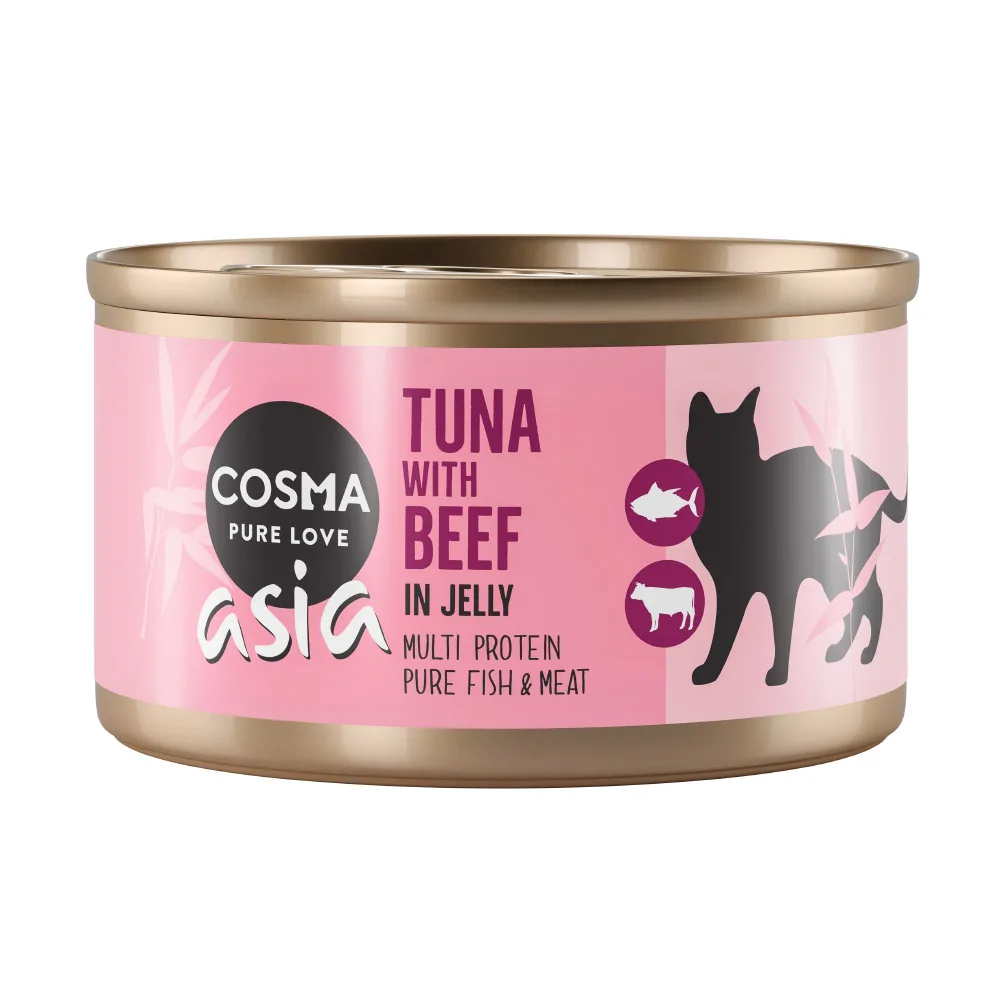 6x85g Thai / Asia in Gelei Tonijn met Rund Cosma Kattenvoer van Cosma – productfoto