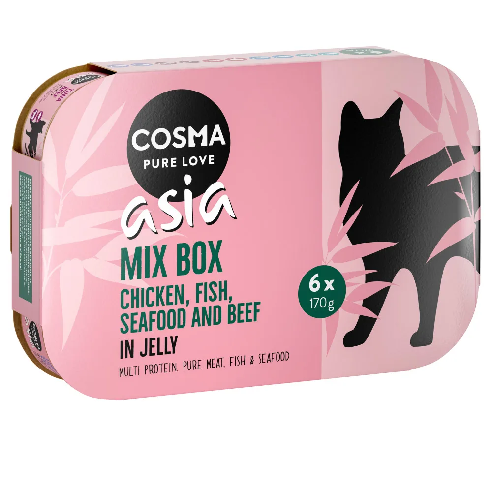 Voordeelpakket Cosma Asia in Jelly 24 x 170 g Kattenvoer - Asia Mix Box 2 (Kip, Vis, Zeevruchten en Rund) by Cosma – product photo