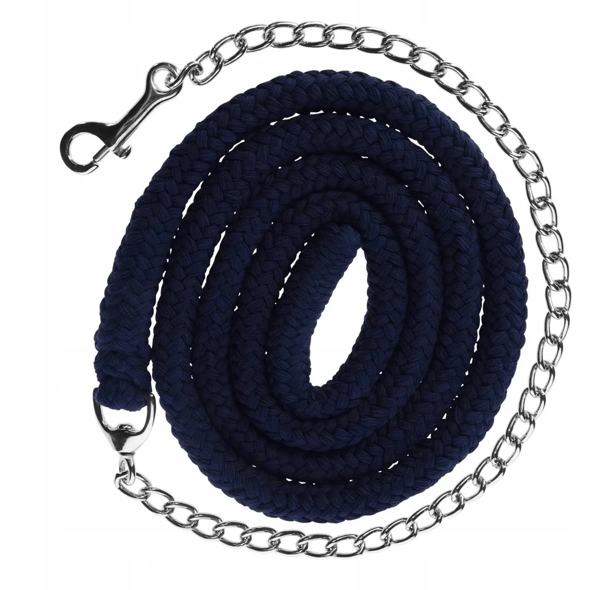 Katoenen Halsterlijn met Ketting, 200 cm van Covalliero in Donkerblauw – productfoto