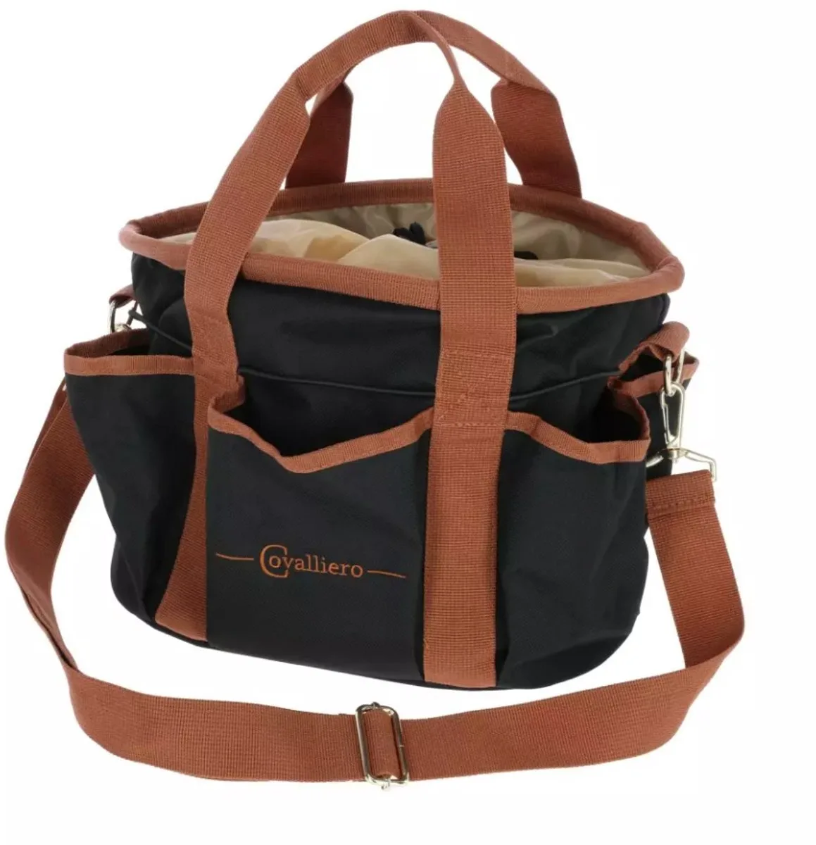 Poetskoffer Paard - 28 x 20 x 22 cm - Paardenverzorging - Paardentas met 6 Buitenvakken, Afneembare Schouderriem en Ritssluiting de Covalliero en Noir – photo produit