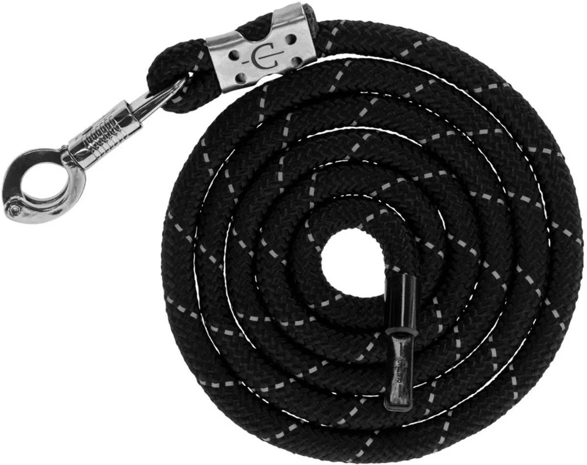 Reflecterende Paardenlijn, Veilig Karabijnslot, Zwart/Zilver, 200 cm fra Covalliero i Sort – produktbillede
