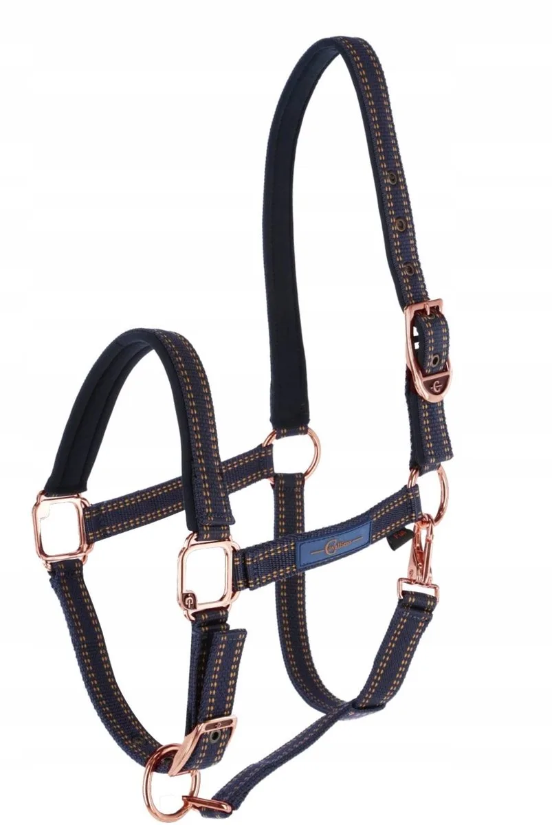 Royal Ponyhalster Blauw-Karamel Maat 1 de Covalliero en Bleu – photo produit