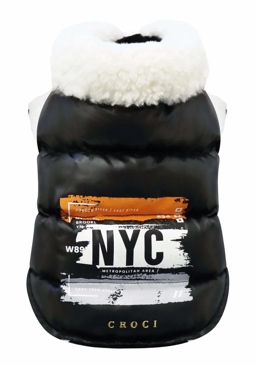 Hondenjas Padded Newyorkcity - 35 cm van Croci in Zwart – productfoto