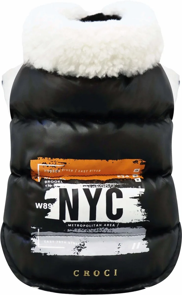 hondenjas padded newyorkcity 40 cm van Croci in Zwart – productfoto