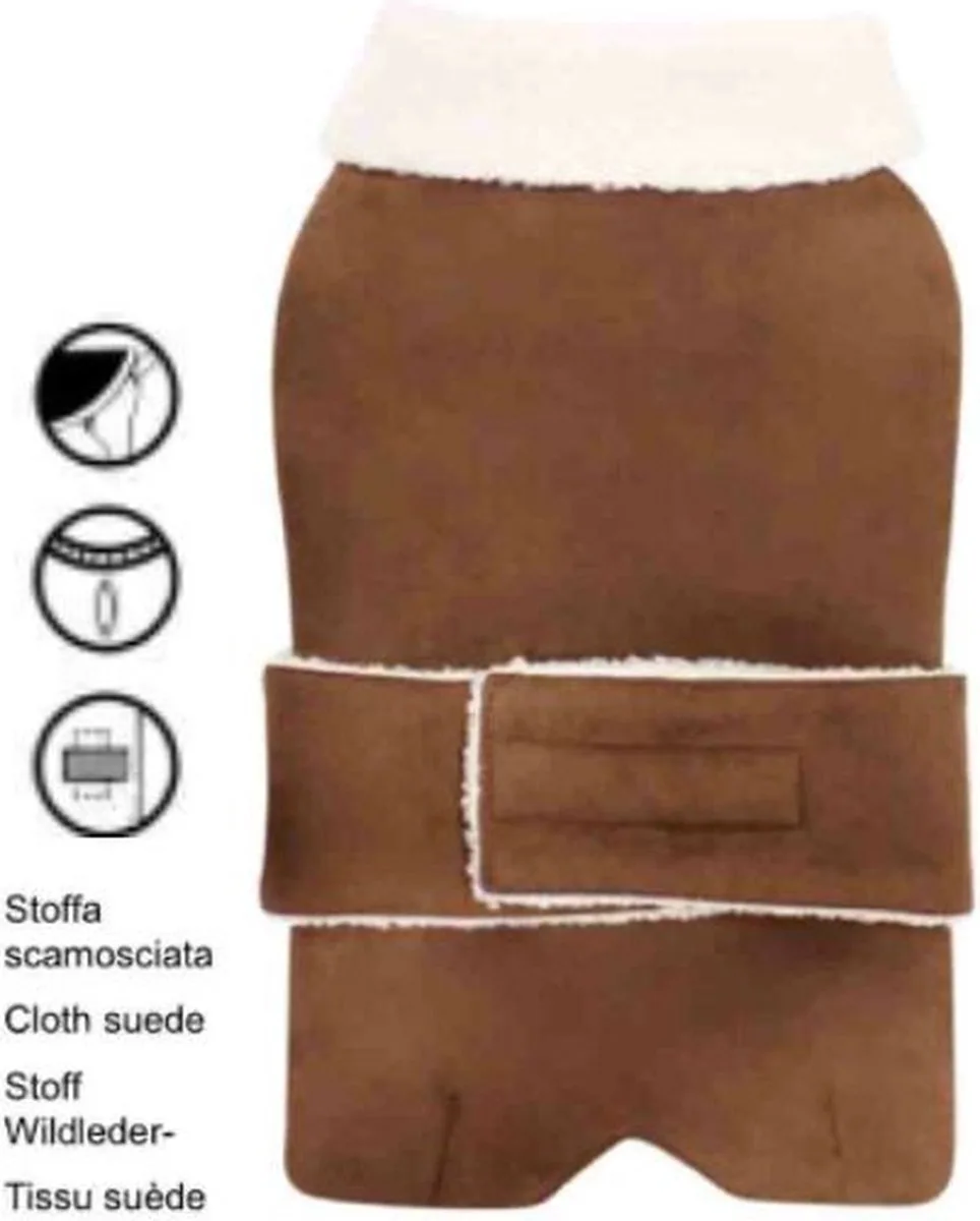 Hondenjas Teckel – Suede – Ruglengte: 54 cm van Croci in Bruin – productfoto