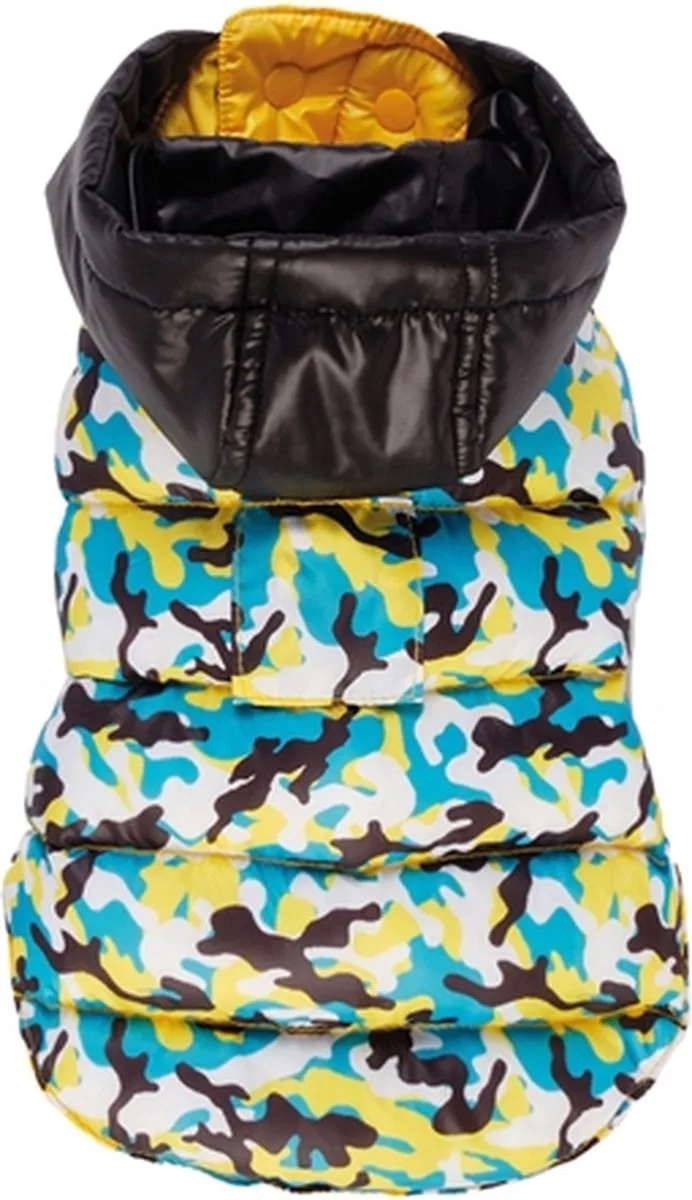hondenjas tweezijdig kinky camouflage geel / zwart / (55 CM) de Croci en Bleu – photo produit