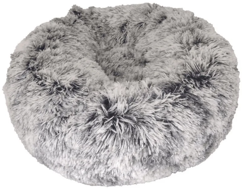 hondenmand donut bicolor zwart-grijs - 70 x 70 x 25 cm - longplush -wasbaar op30° zeer comfortabel by Croci in Black – product photo