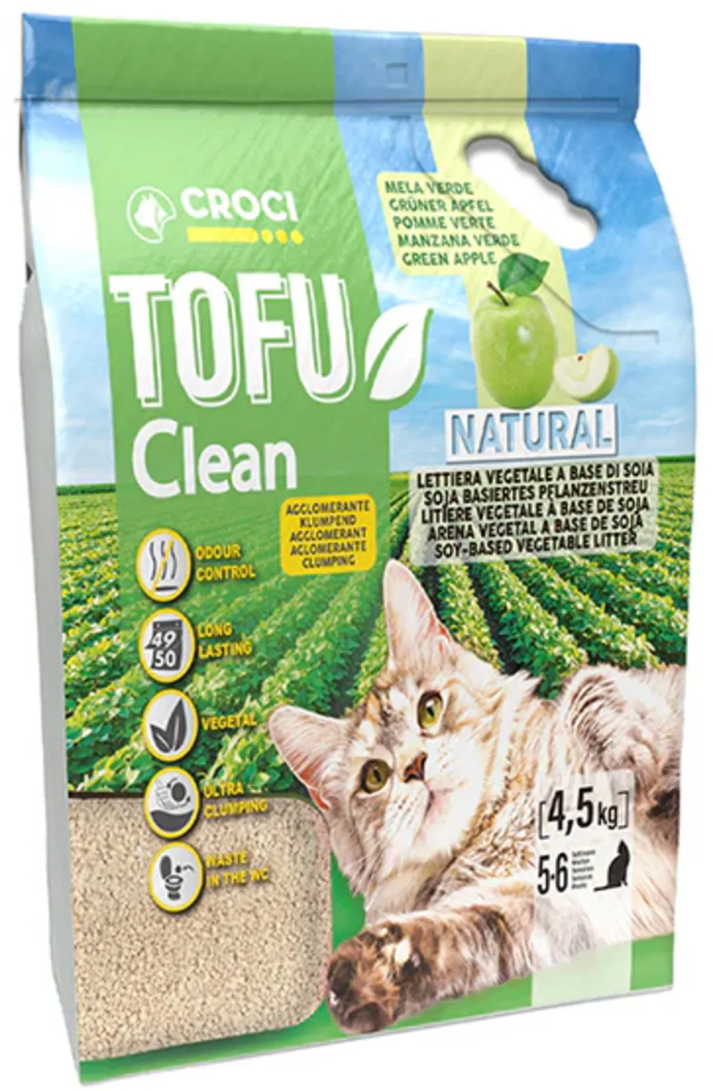 Katzenstreu 'Tofu Clean' Grüner Apfel - 4,50 kg by Croci – product photo