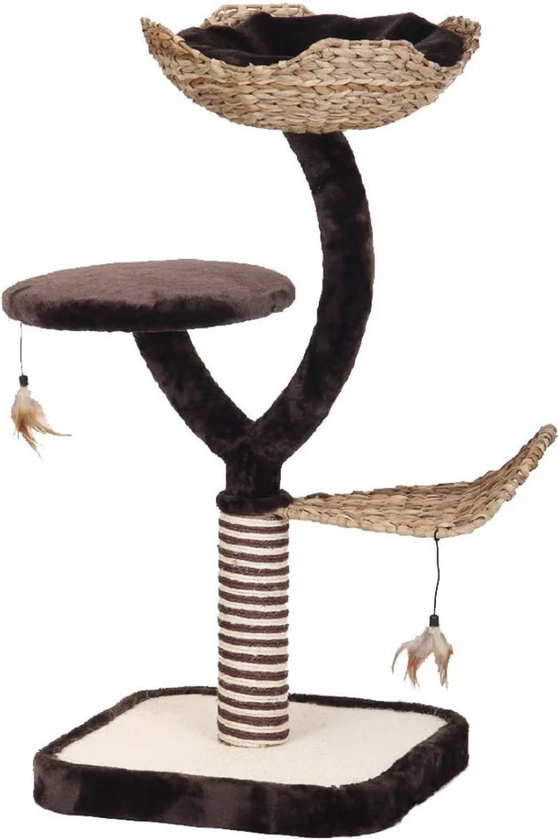 krabpaal voor katten Natural Magnolia met speeltjes, 45 x 45 x 99 cm - Uitwasbaar - Kattenpaal - Kattenbed - Kattenboom - Grote katten - Beige von Croci in Braun – Produktfoto