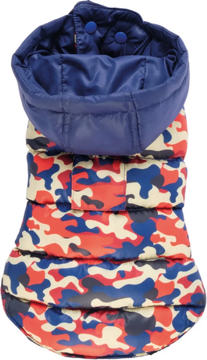 Omkeerbare Gewatteerde Hondenjas ASPEN - Kleur: CAMOUFLAGE/BLAUW - Ruglengte: 10 cm van Croci – productfoto