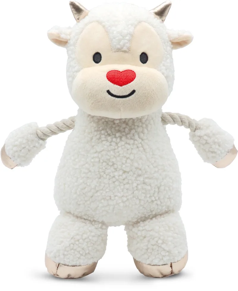 Xmas little ram hondenspeeltje van pluche met touw en pieper 33 cm by Croci in Beige – product photo