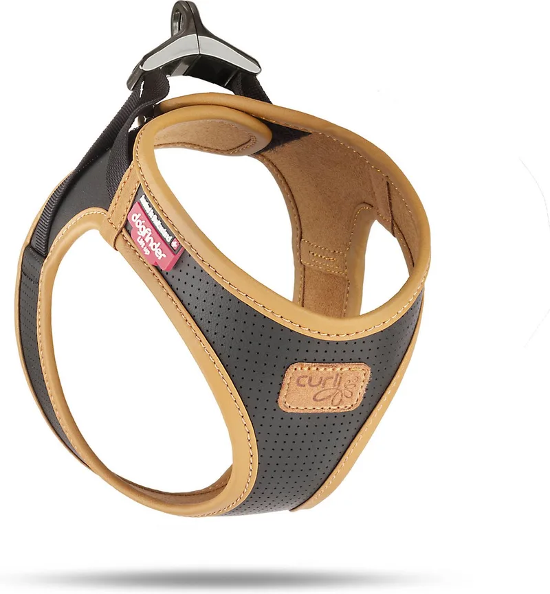 Apple Leather Harness - Hondentuig - 43.4-49 Cm by Curli in Black – product photo