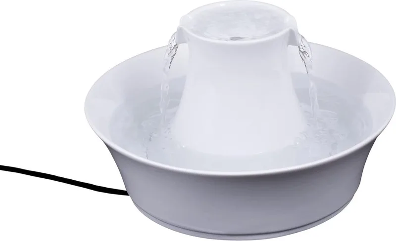 Drinkfontein Kat Keramiek - Waterfontein Kat - Kattenfontein - 27x27x23cm by D&D Home in White – product photo