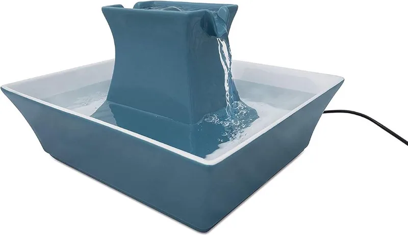 Drinkfontein Kat Keramiek - Waterfontein Kat - Kattenfontein - 27x32x22cm von D&D Home in Blau – Produktfoto