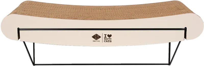 I LOVE Happy Cats David Wandplank Gebogen - Kattenwand Krabplank - Golfkarton op Metalen Houder - 60x29x24cm de D&D Home en Beige – photo produit