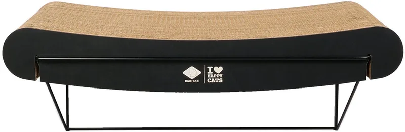I LOVE Happy Cats David Wandplank Gebogen - Kattenwand Krabplank - Golfkarton op Metalen Houder - 60x29x24cm de D&D Home en Marron – photo produit