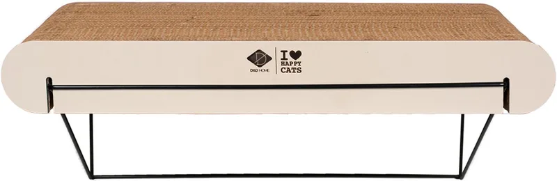 I LOVE Happy Cats David Wandplank L - Kattenwand Krabplank - Golfkarton op Metalen Houder - 60x29x24cm de D&D Home en Beige – photo produit