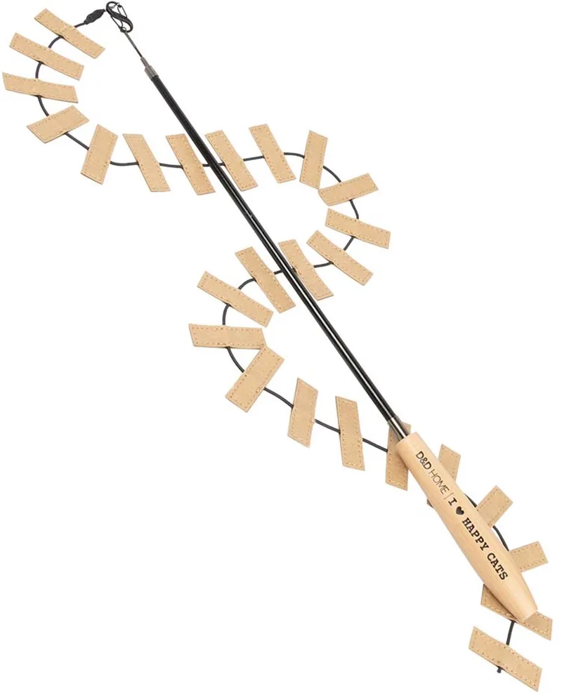 I LOVE Happy Cats Speelhengel COOPER - Telescopische Kattenhengel met Kartonnen Prooi - 106 cm by D&D Home in Black, Beige – product photo