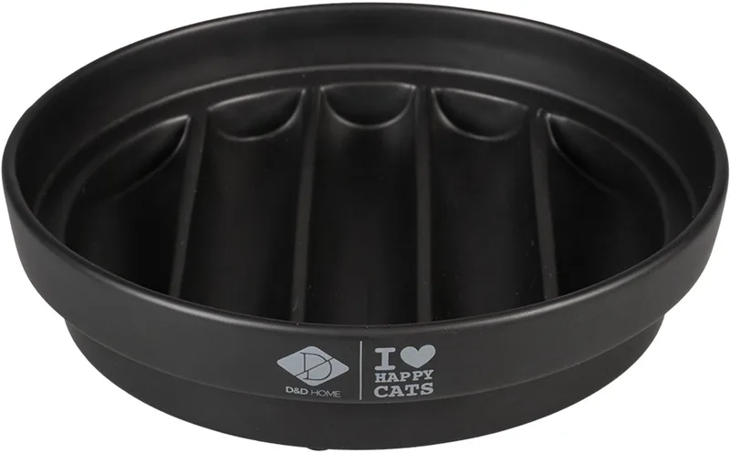 I LOVE Happy Cats Sue Slow Feeder - Anti-schrok Voerbak Kat - Met Golven - Vaatwasserbestendig - 750ml fra D&D Home i Sort – produktbillede