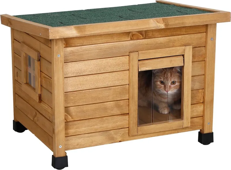 Kattenhuis voor Buiten - Kattenhok - Kattenvilla - 57x45x43cm by D&D Home in Brown – product photo
