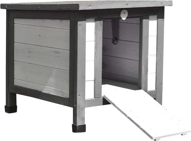 Kattenhuis voor Buiten - Kattenhok - Kattenvilla - 57x45x43cm - Hout von D&D Home in Grau – Produktfoto
