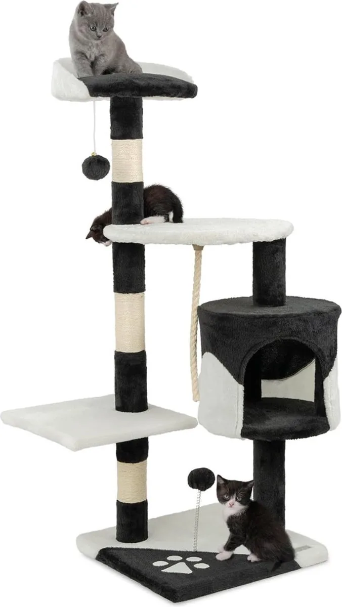 Krabpaal Voor Zware Katten - Krabpaal - Krabpaal Voor Grote Katten - 67x55x112cm von D&D Home in Schwarz, Weiß – Produktfoto