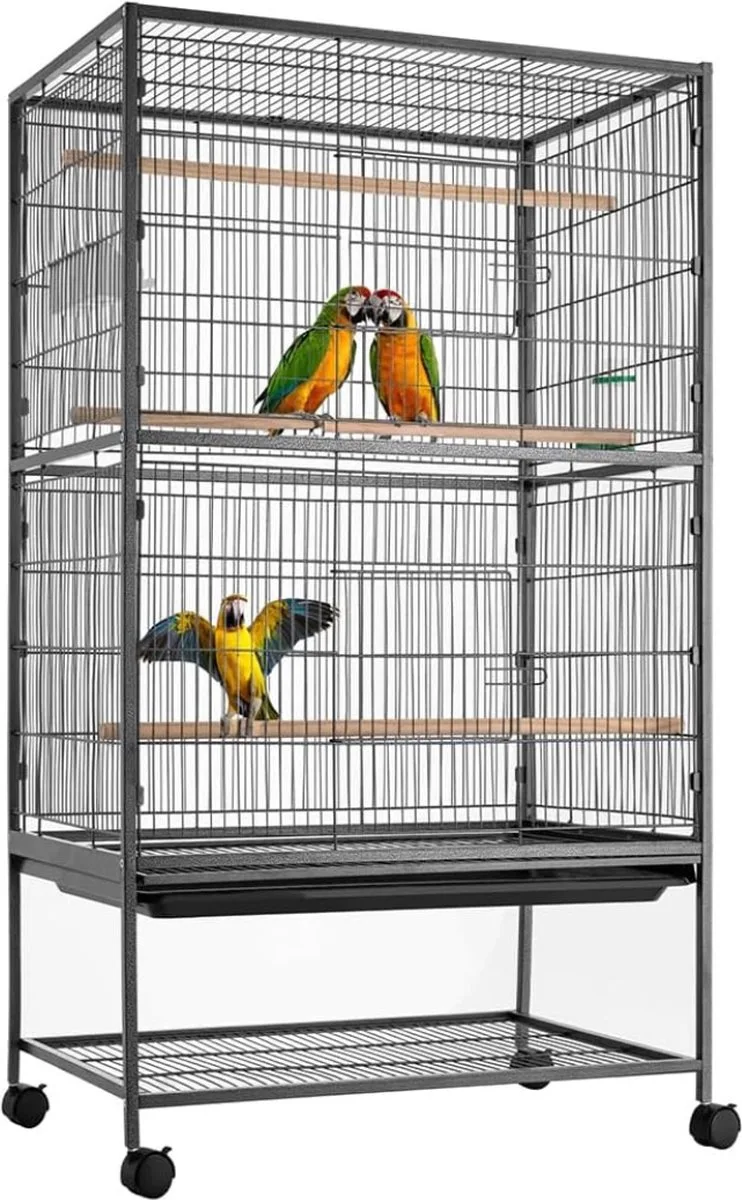 Papegaaienkooi - Vogelkooi - Voor Papegaaien -Grote metalen kooi- 135x78x52cm de D&D Home en Noir – photo produit
